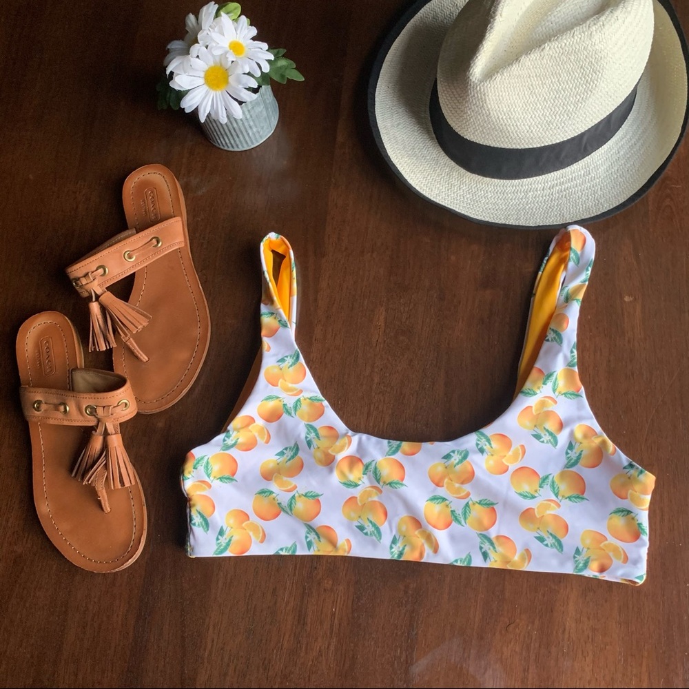 Orange Print Bikini Top Size Large